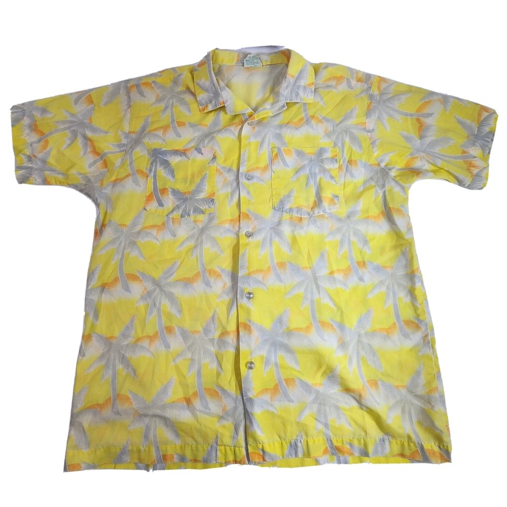 Vintage Tropicana Short Sleeve Button Up Hawaiian Shirt Mens Large Yellow Floral